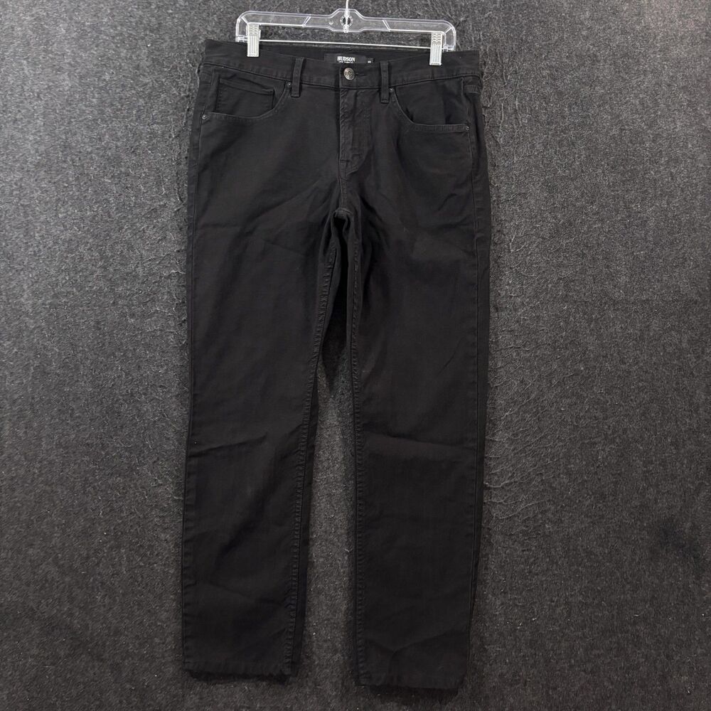Hudson Blake Slim Straight Jeans Men's 33x30 Black Dark Wash Stretch Denim